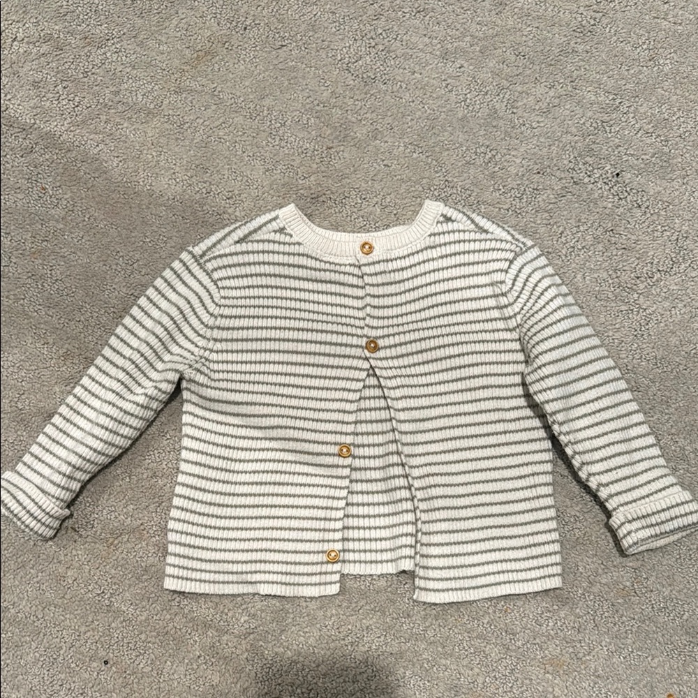 Zara Gray and White Striped Sweater